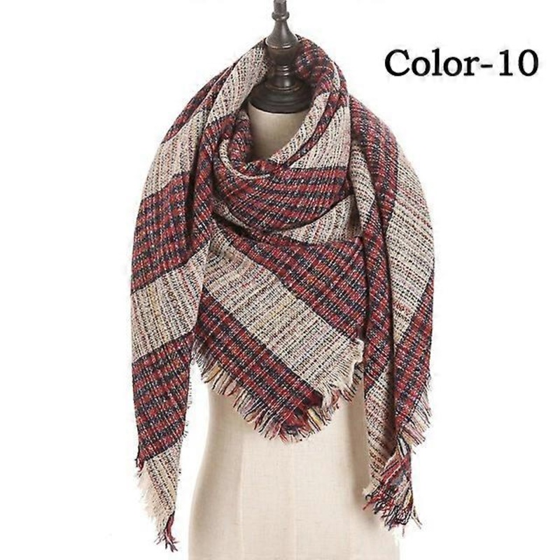 2022 Winter Scarf Women Knitted Plaid Warm Scarves Triangle Shawls Wrap  Cashmere Female Pashmina Foulard Echarpe Bandana | Fruugo SG