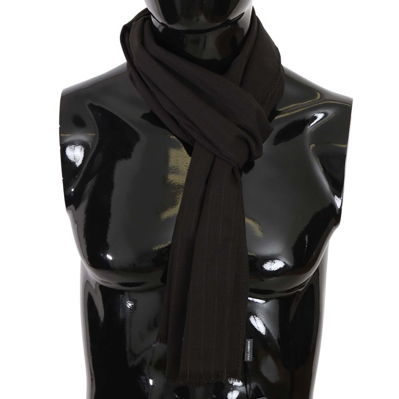 Brown Virgin Wool Striped Pattern Wrap Scarf | Fruugo SG
