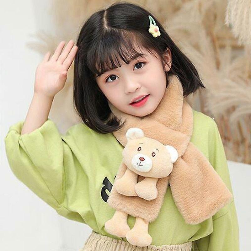Children’s Scarf Cute Cartoon Bear Cross Plush Baby Collar Winter Thicken Boy Girl Faux Rabbit Fur Warm Neck Guard Scarves | Fruugo SG