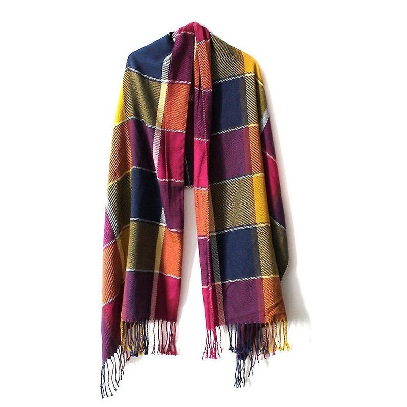 Winter Tassel Scarf Warm Shawl Women Trendy Design Checker Pattern 1Pcs | Fruugo SG