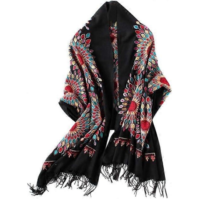 Women’s Embroidered Oversize Tassel Shawl Scarf Wraps for Women | Fruugo SG