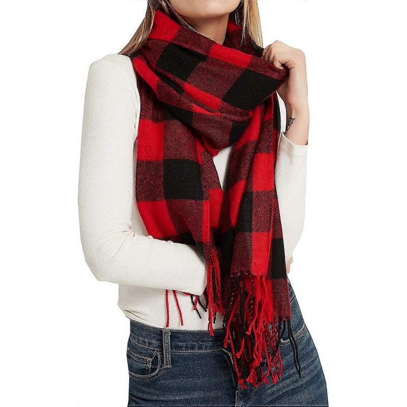 Women’s Fashion Long Shawl Big Grid Winter Warm Lattice Large Scarf Red Black Plaid – | Fruugo SG