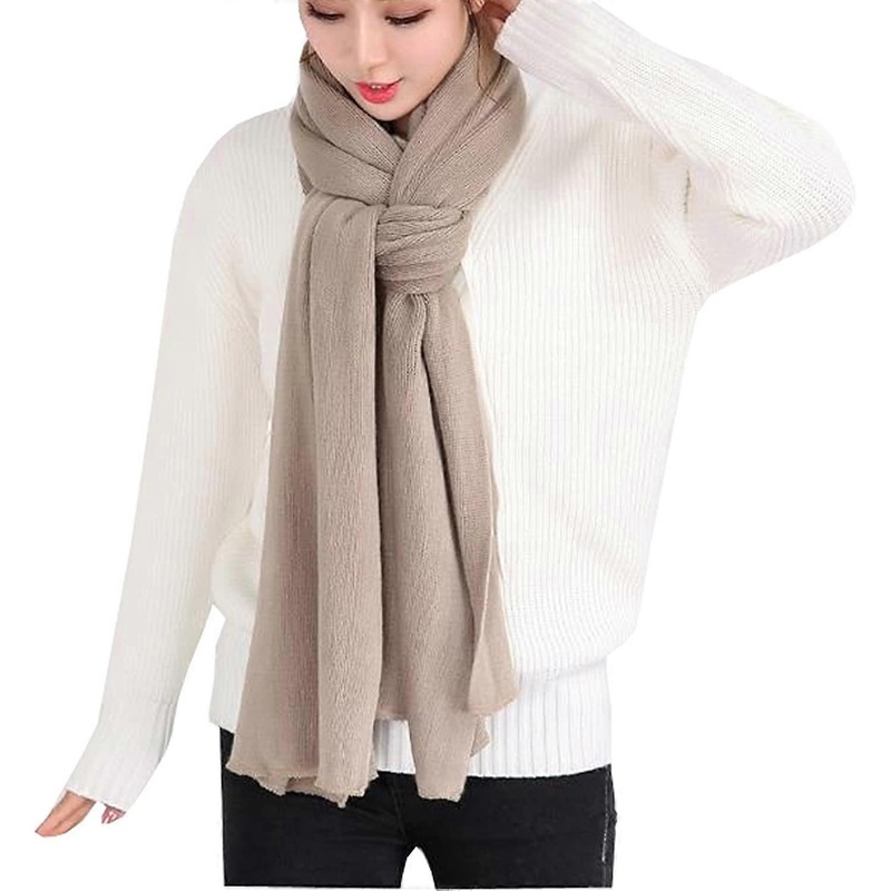 Women’s Warm Long Shawl Winter Warm Large Scarf Pure Color Khaki – | Fruugo SG