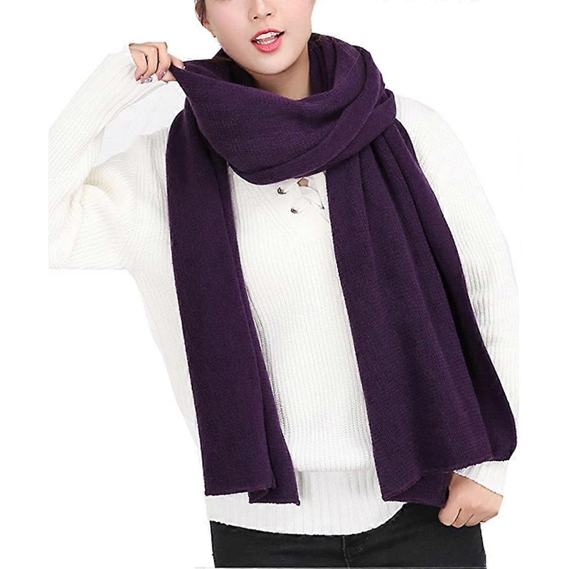 Women’s Warm Long Shawl Winter Warm Large Scarf Pure Color Purple – | Fruugo SG