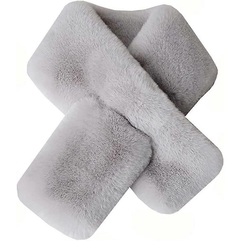 Women’s Winter Fall Furry Faux Fur Loophole Scarf Soft Cozy Neck Warmer Wrap Light Grey – | Fruugo SG