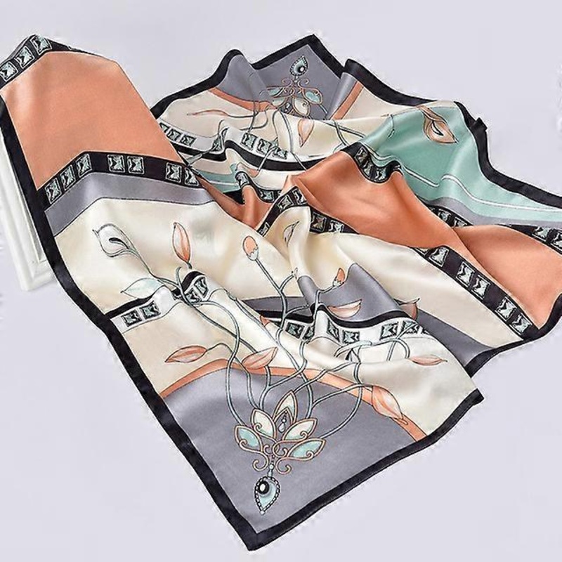 100% Natural Silk Scarf for Women Print Neckerchief Square Silk Echarpe Femme Head Scarf Pure Silk Hairscarf Bandana 65x65cm | Fruugo SG