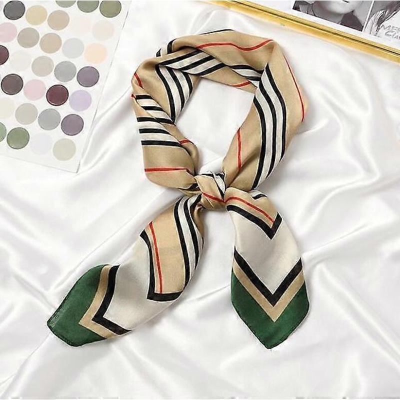 2021 Women Multifunction Polyester Silk Scarf Elegant Stripes Printed Casual Satin Small Square Wraps Head Scarves hijab 70x70cm | Fruugo SG
