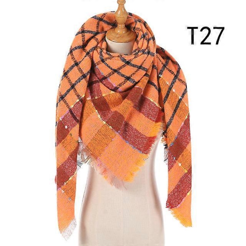 2022 Fashion Winter Scarf for Women Plaid Knitted Triangle Scarves Cashmere Pashmina Lady Warm Blanket Shawls Wraps Neck Scarfs | Fruugo SG