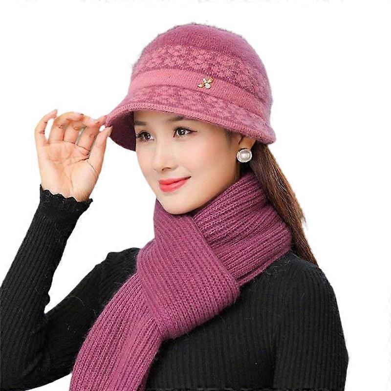 2Pcs/Set Winter Hat Soft Texture Wide Application Cotton Line Female Vintage Cap Scarf Set for Home | Fruugo SG