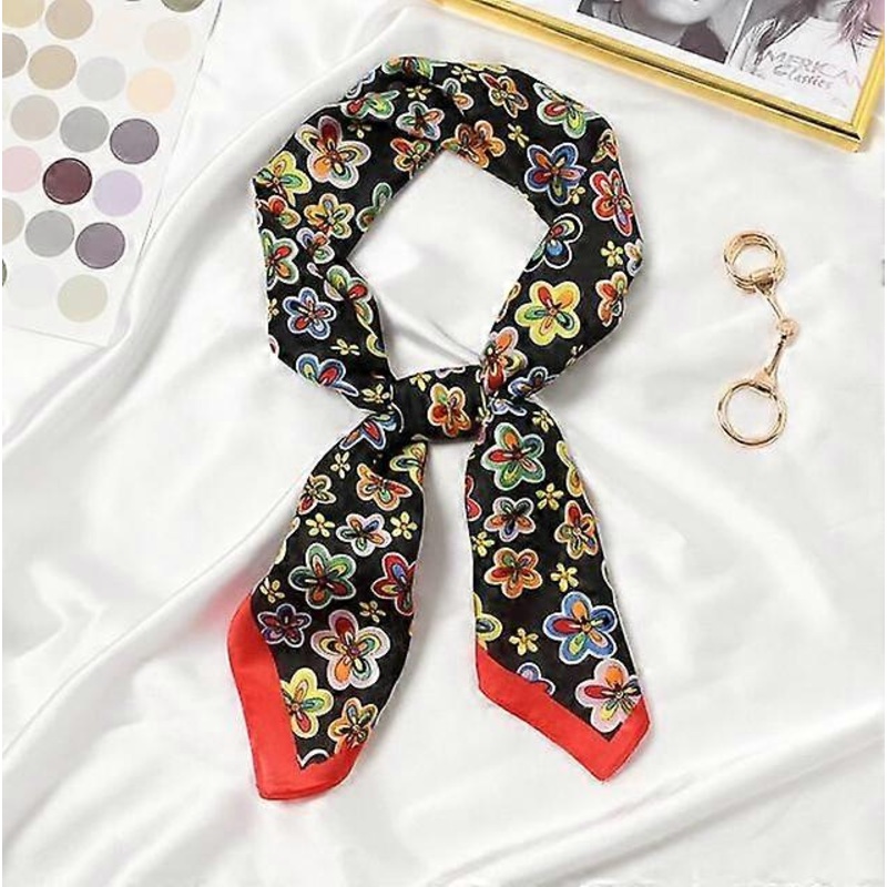 70*70cm Colorful Flowers Print Square Scarf Women Bandana Hairband Lady Head Wraps Female Shawl Fashion Neckerchief | Fruugo SG