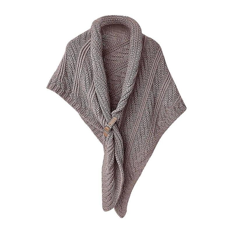 autumn and winter warm leather buckle shawl fork thickened triangular cloak women’s knitted scarf | Fruugo SG