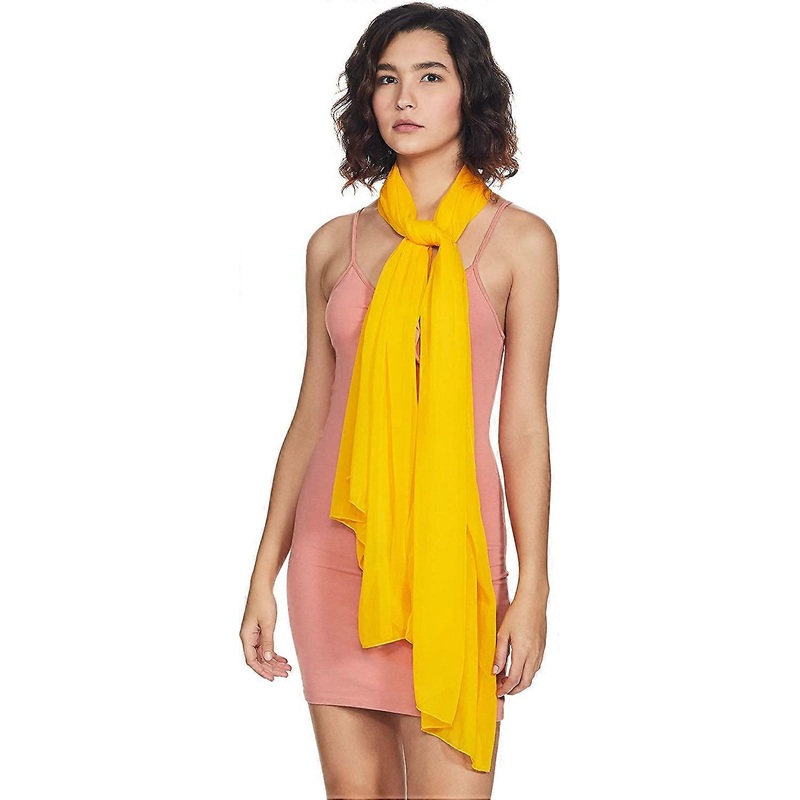 Chiffon Scarf Lightweight Soft Sheer Long Head Wrap Solid All Season Yellow 36 x 72 | Fruugo SG