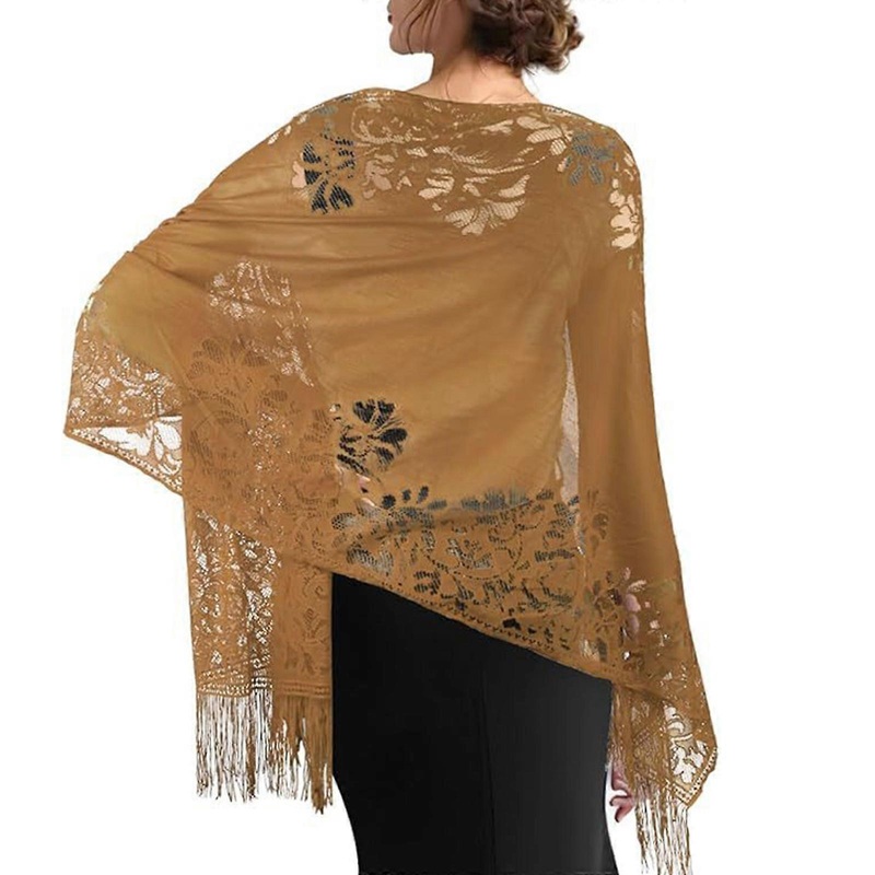 Lace Scarf Hollowout Shawl Wrap For Women with Tassels Designs Comfortable Breathable Formal Event Dress Shoulder Wrap  brown | Fruugo SG