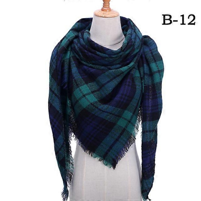 Winter Scarf for Women Cashmere Knit Plaid Triangle Scarves Wraps Neck Headscarf Femme Warm Pashmina Foulard Bandana | Fruugo SG