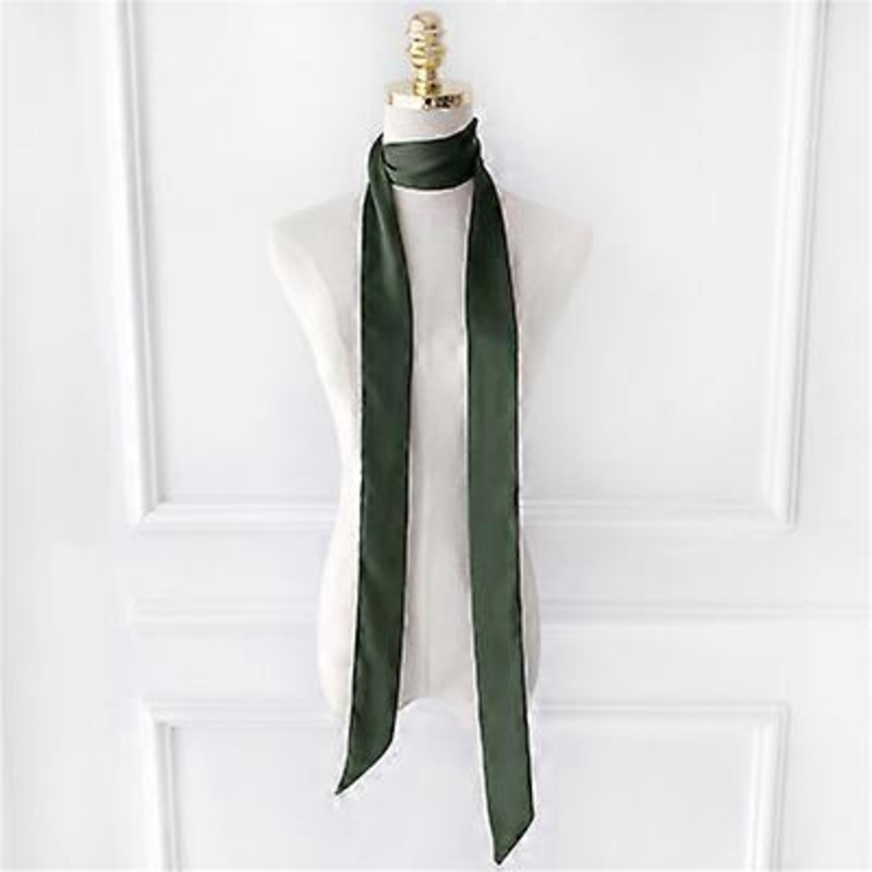 Women Narrow Long Scarf 200x5cm Solid Color Chiffon Silk Rubber Red Tie Black Bag Ribbon Headbands Choker Streamer | Fruugo SG