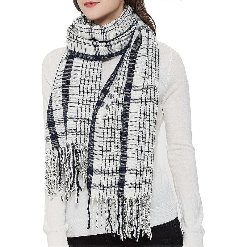 Women’s Fashion Long Shawl Big Grid Winter Warm Lattice Large Scarf Small Plaid Black White 1 – | Fruugo SG