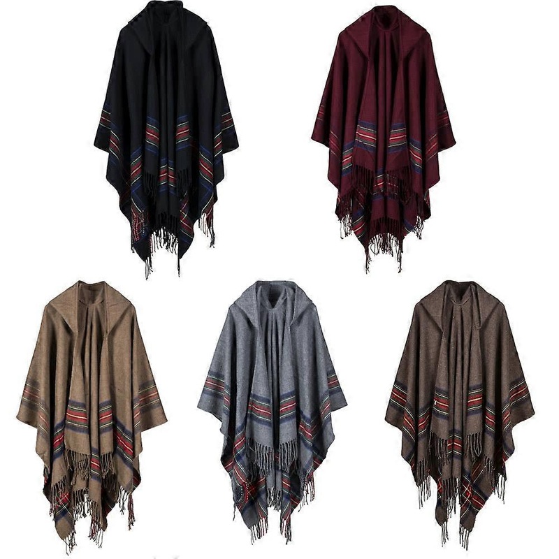 Women’s Hooded Knitted Poncho Cape Cardigan Sweater Shawl Scarf Cashmere Pashmina | Fruugo SG