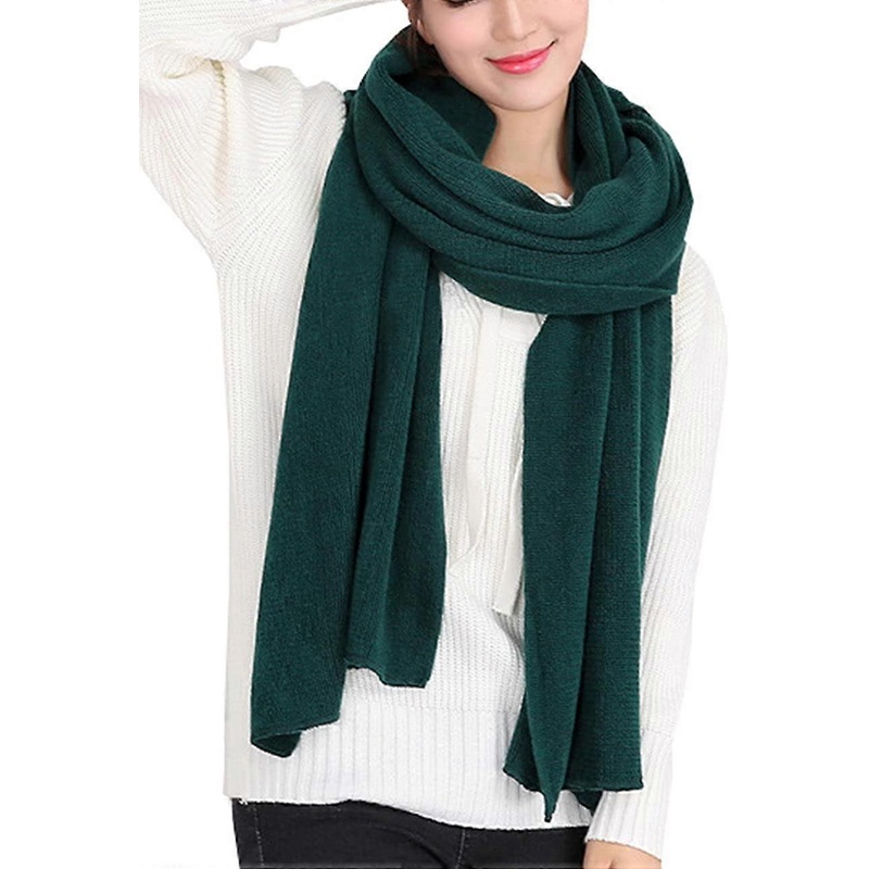 Women’s Warm Long Shawl Winter Warm Large Scarf Pure Color Dark Green – | Fruugo SG