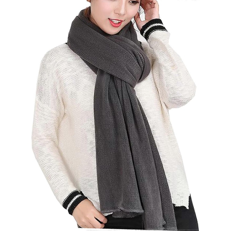 Women’s Warm Long Shawl Winter Warm Large Scarf Pure Color Dark Grey – | Fruugo SG
