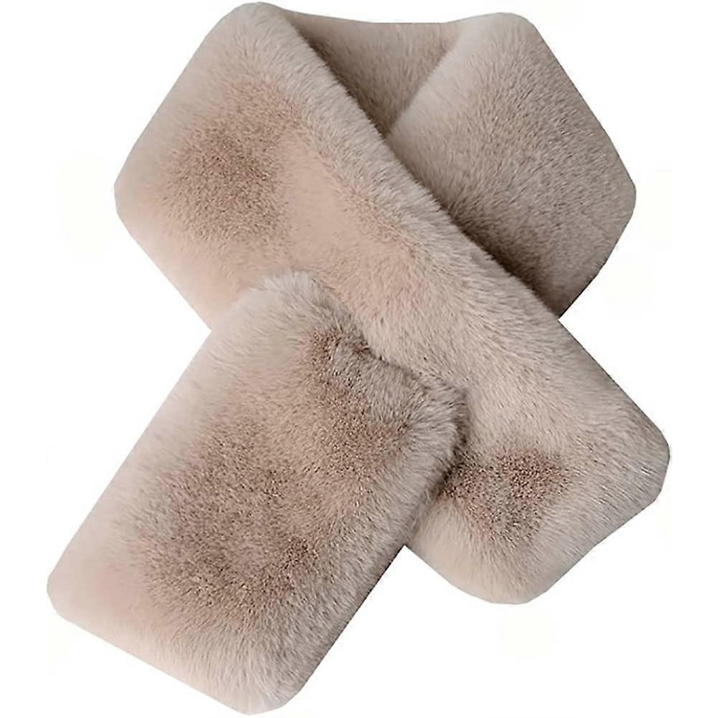 Women’s Winter Fall Furry Faux Fur Loophole Scarf Soft Cozy Neck Warmer Wrap Apricot – | Fruugo SG