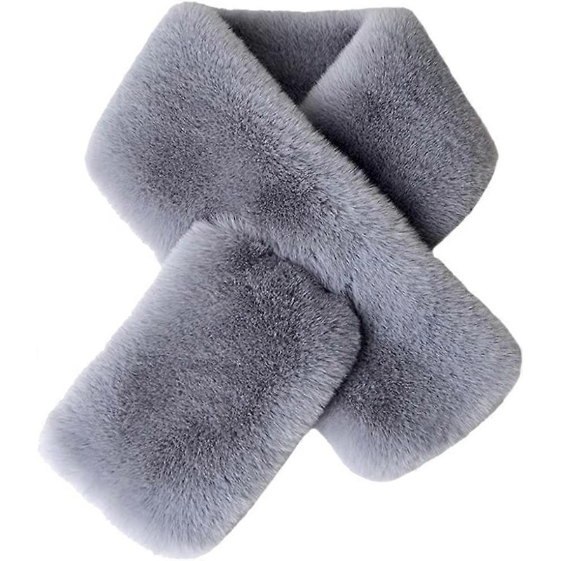 Women’s Winter Fall Furry Faux Fur Loophole Scarf Soft Cozy Neck Warmer Wrap Grey – | Fruugo SG