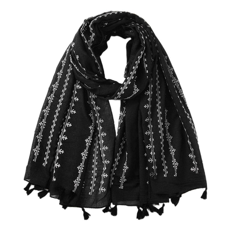 180x90cm Fashion Foaming Floral Printed Cotton Linen Shawl Women Hijabs Scarf Muslim Wide Scarve Wrap for Female Ladies Gifts  Black | Fruugo SG