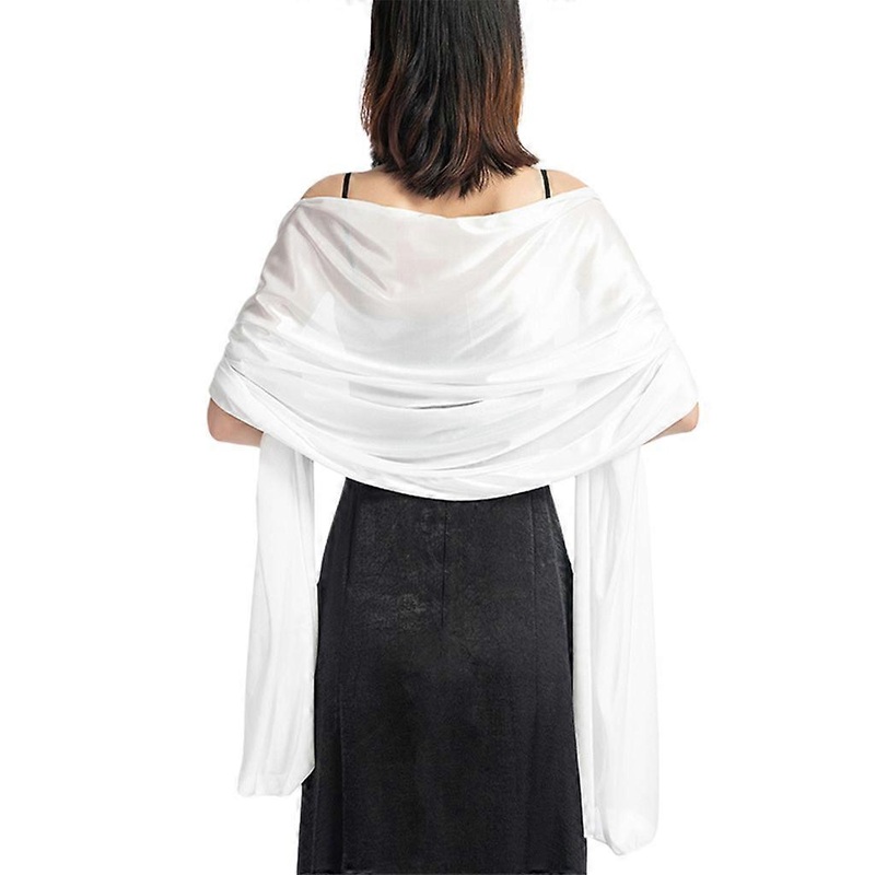 200x70cm Womens Imitation Silk Sheer Scarf Cape Solid Color Long Shawl Wrap for  White | Fruugo SG
