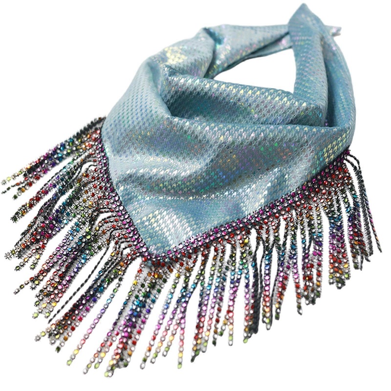 Bandana Head Scarf Headwear Rhinestones Tassels Scarves Sexy Neckerchief Bandana Head Wrap Beautiful Rhinestones  Sky Blue | Fruugo SG