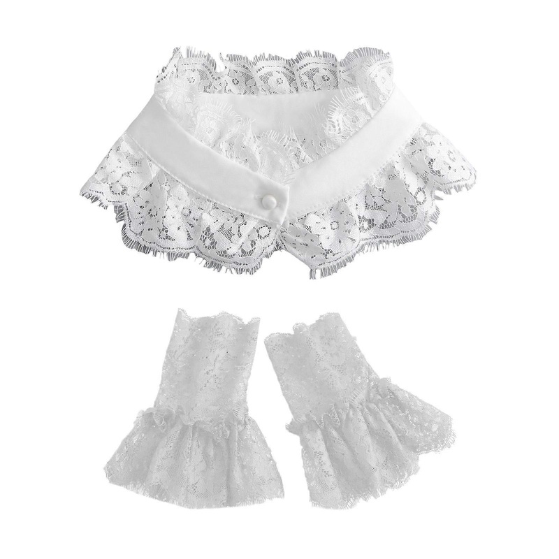 Eyelash Flower Lace Faux Collar and Ruffle Wrist Cuffs Set for Women Elegant Detachable Decorative Clothing Accessory  White | Fruugo SG