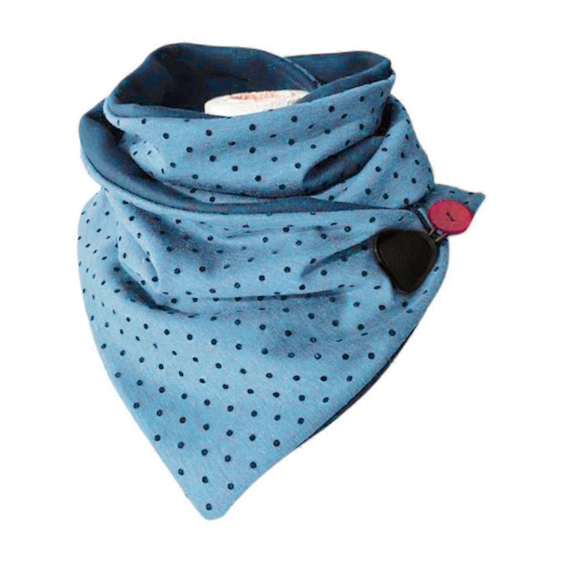 Winter Button for Triangle Scarf Polka Dot Thicken Neck Warmer Shawl Wrap Poncho  Blue | Fruugo SG
