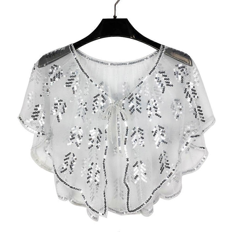 Womens 1920s Sequin Shawl Bridal Wedding Scarf Mesh Shawl Scarf | Fruugo SG