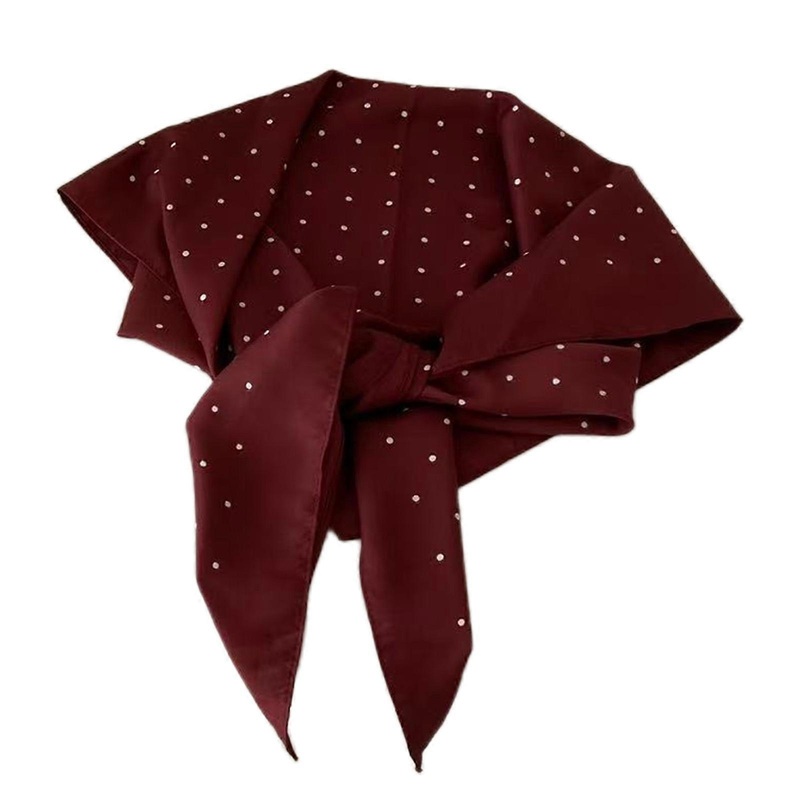 Elegant Triangular Dotted Silk Scarf for Casual and Formal Event Silk Scarves Headwrap Hip Wrap for Women Everyday Use  Burgundy | Fruugo SG
