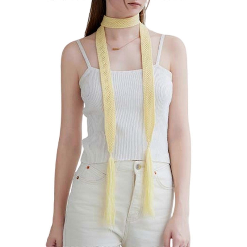 Girls Elegant Knitted Necktie Scarf Light weight Breathable Wool Neckerchief for Multiple Styling Options  Wheat color | Fruugo SG