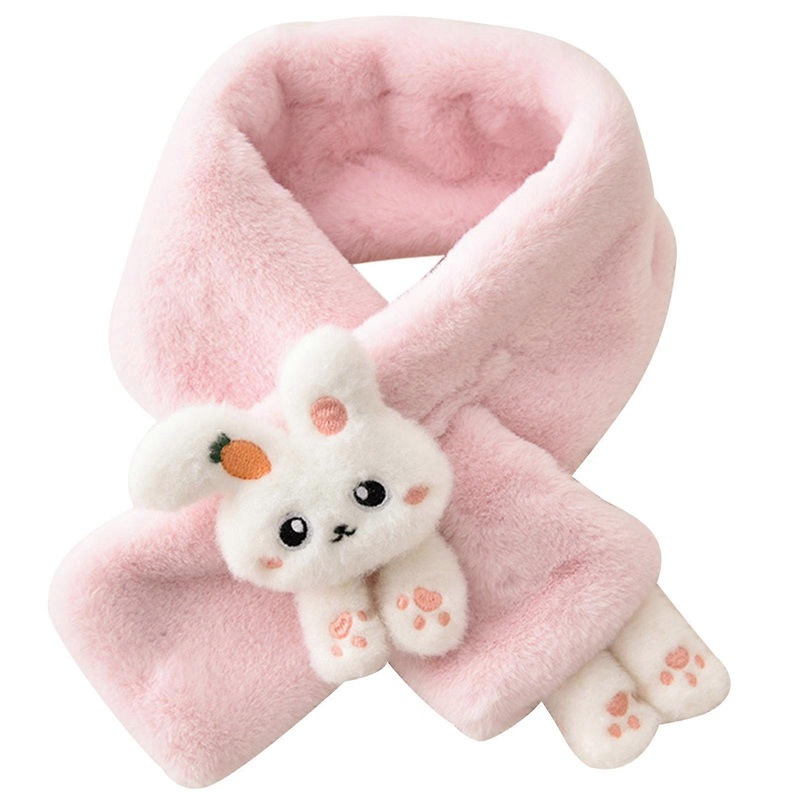 Girls Winter Warm Thicken Scarfs Cartoon Bunny Shape Faux Fur Plush Cross Collar Scarf Shawl Lovely Warm Soft Scarf  light pink | Fruugo SG
