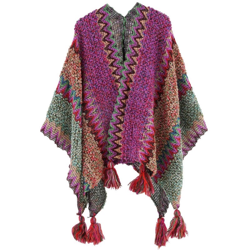 Large Warm Shawl Wrap Open Front Tassels Winter Accessory Casual Crop Tassels Thick Oversized Shawl for Ladies  Color 8 | Fruugo SG
