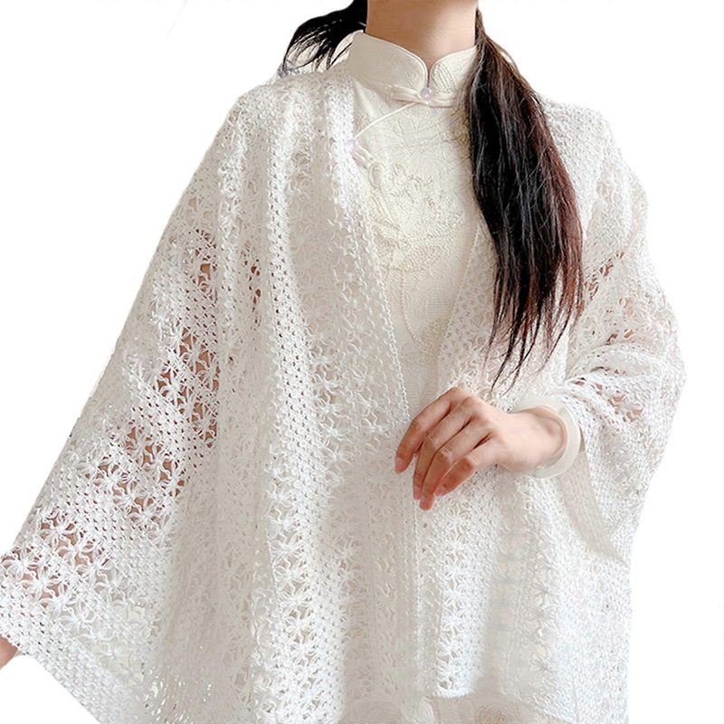 Vintage Solid Color Fringe Knit Shawl Womens Lightweight Knitting Acrylic Fiber Scarf For Daily Casual Formal Outfits  White | Fruugo SG