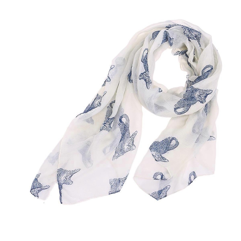 Wide Scarf Women Silk Kitten Printed Winter Sunscreen Small Cat Pattern White 180X90CM present 1Pcs | Fruugo SG