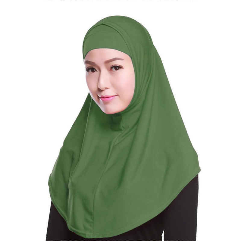 Women Muslim Turban 2Pcs Hijab Islamic Stretch Elastic for Head Cover Solid Color Cotton Underscarf Headscarf Cap with T  Army Green One Size | Fruugo SG