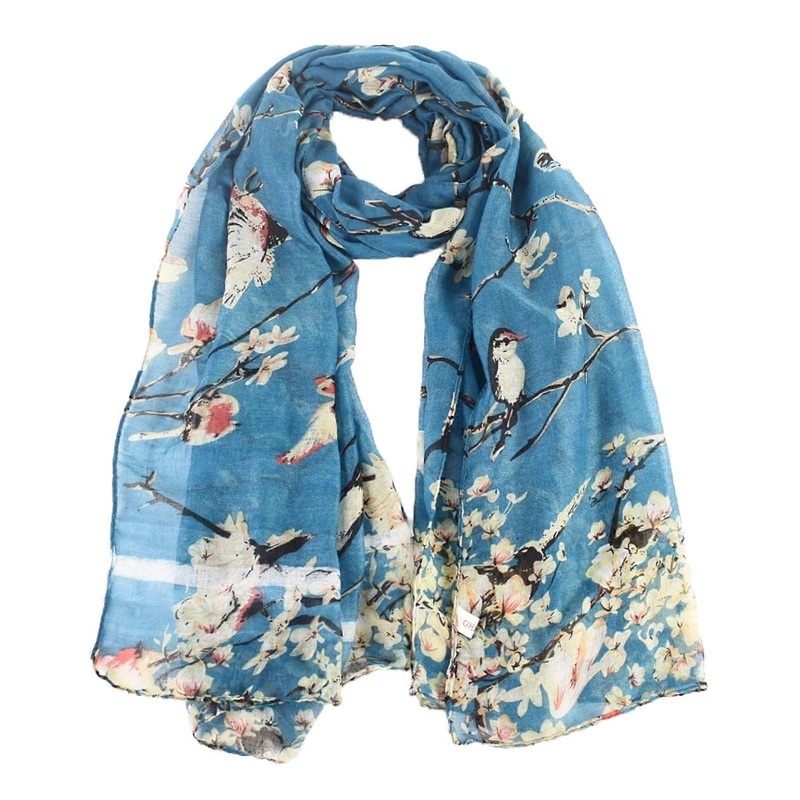 Women’s fashion bird pattern long scarf floral scarf shawl scarf women’s gift women’s satin scarf | Fruugo SG