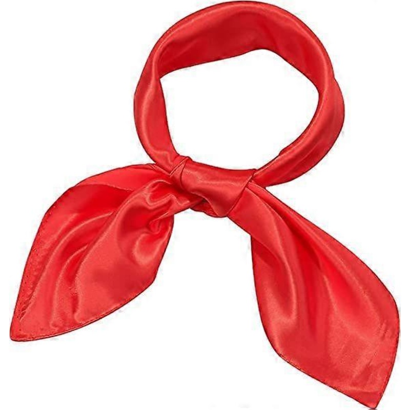 Women’s Fashion Soft Large Satin Square Chiffon Polyester Scarf Set Head Neck Multiuse Solid Colors Available-Red | Fruugo SG