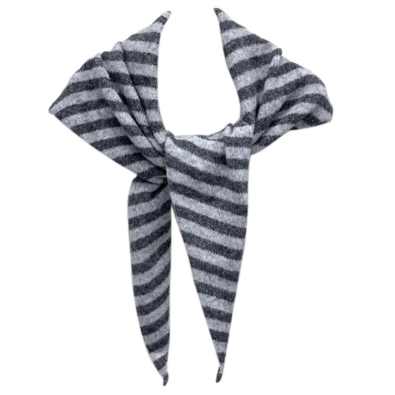 Women’s Faux Cashmere Feel Knitted Triangular Scarf Thick Warm Striped Large Shawl Wrap for Travel and Outdoor Activity  Gray | Fruugo SG