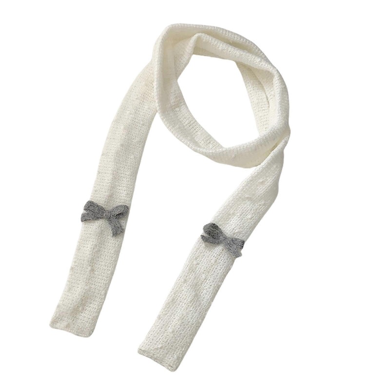 Bowknot Decoration Scarf Light Weight Warm Scarf Autumn Winter Neckerchief for Daily Wear and Party Outfits  White | Fruugo SG