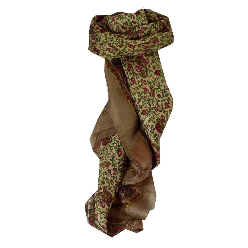 Mulberry Silk Traditional Square Scarf Abbe Caramel by Pashmina & Silk | Fruugo SG