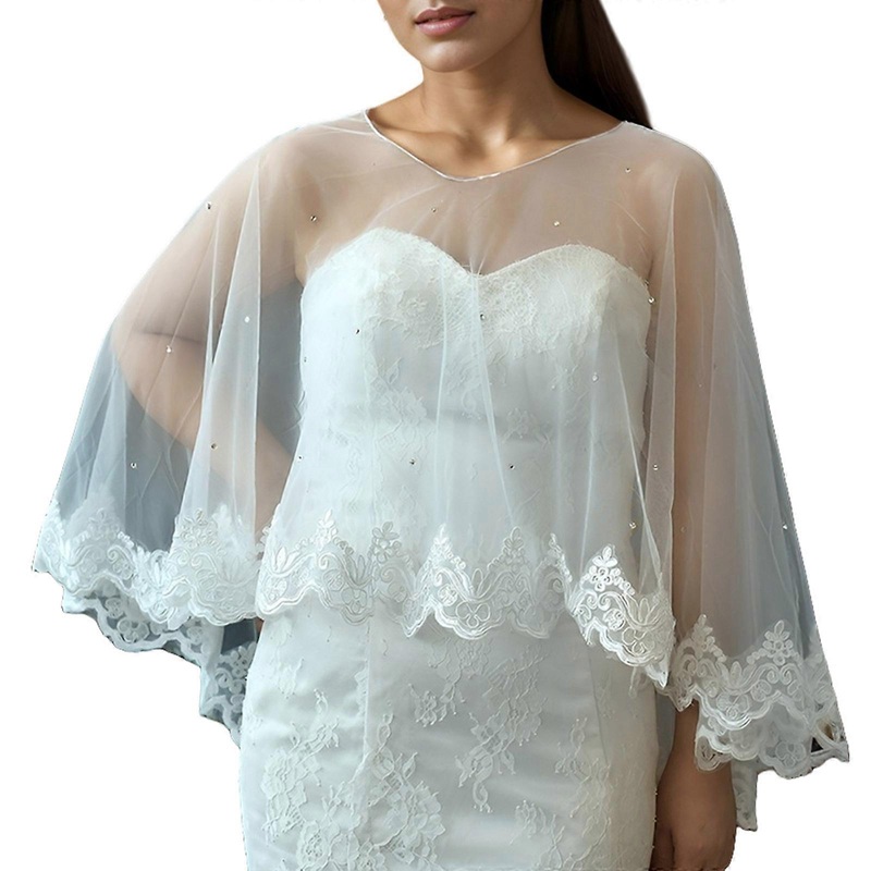 Rhinestones Decoration Shawl Short Tulle Tippet Sparkling Shawl for Bridal Headpiece for Stage Performances | Fruugo SG