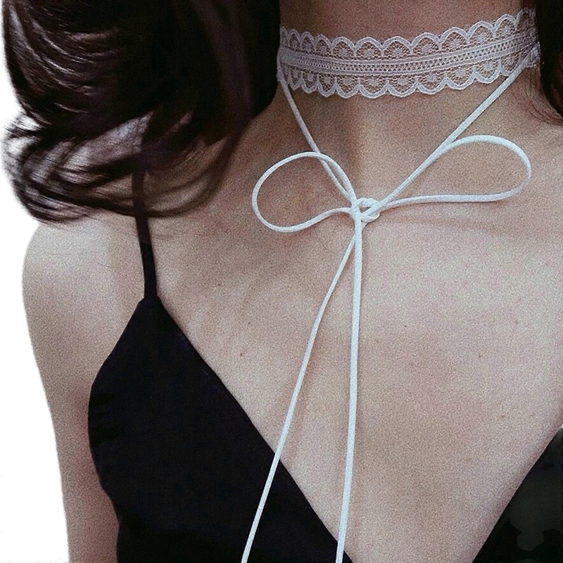 Woman Lace Choker Scarf for Proms Party Masquerades Travel Hollowed out Thin Scarf Lace Clavicle Chain Wedding Scarf  White | Fruugo SG