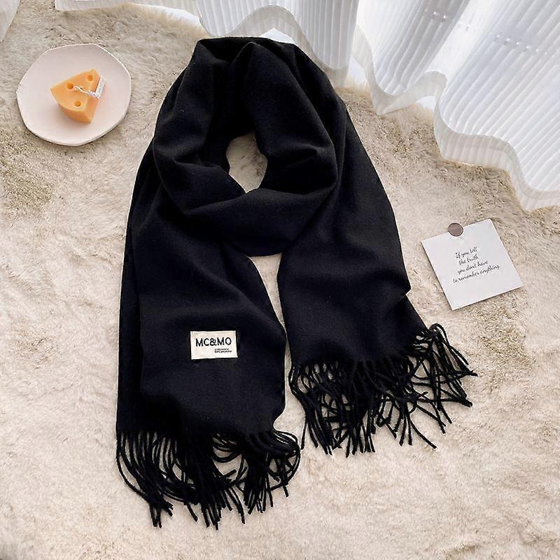 Women’s Thick Soft Wool Cashmere Shawl Scarf – Warm Solid Shawl-Black | Fruugo SG