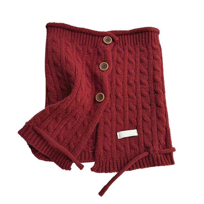 Women Winter Cable Knit Turtleneck Collar Scarf Wrap with Button Multiple Wear Ways Drawstring Hat Windproof Neckerchief  Burgundy | Fruugo SG