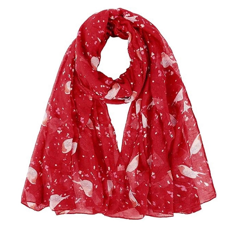 Birds Print Christmas Scarf New Ladies Womens Celebrity Style Long Scarf Scarves print Scarf Women’s Large Scarf Lightweight Gift Christmas Red Scarf | Fruugo SG