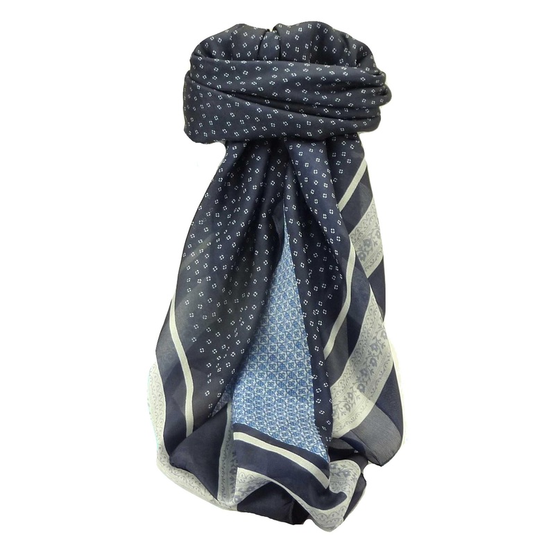 Mulberry Silk Contemporary Square Scarf Garali Navy by Pashmina & Silk | Fruugo SG