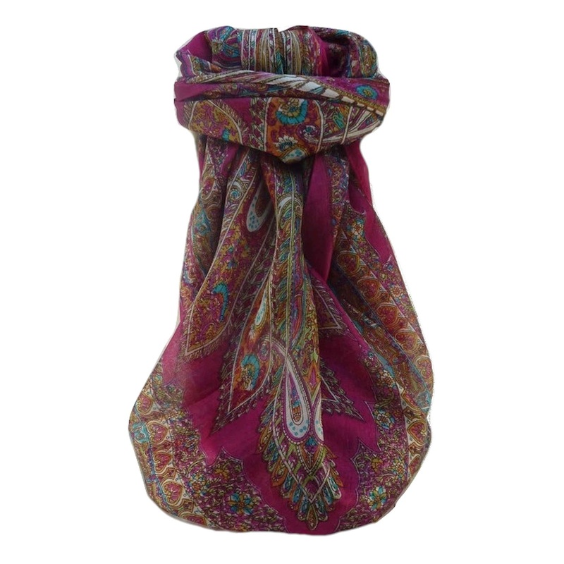 Mulberry Silk Traditional Square Scarf Kajol Pink by Pashmina & Silk | Fruugo SG